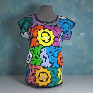 Vintage Top, Size Large, Colorful Embroidered/ Woven, Sleeveless